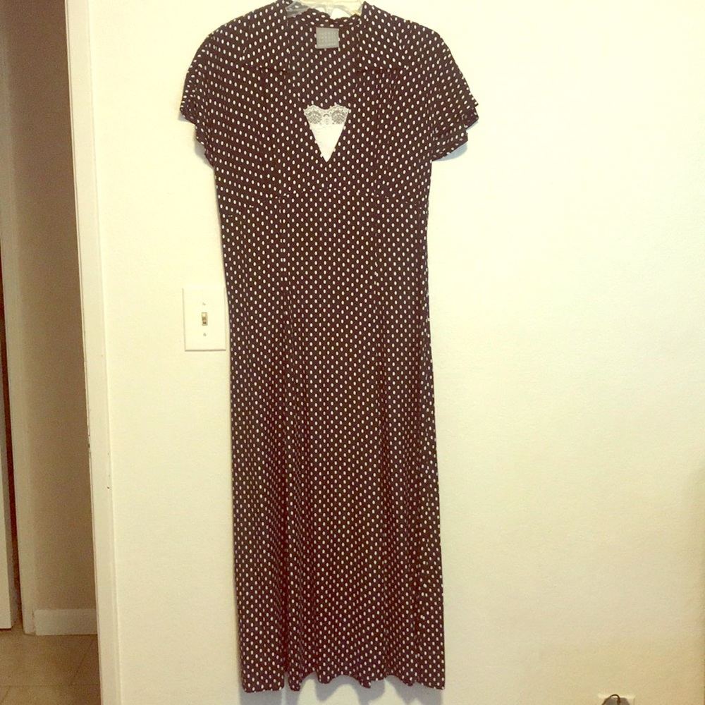 Black and white polka dot dress with short sleeves
